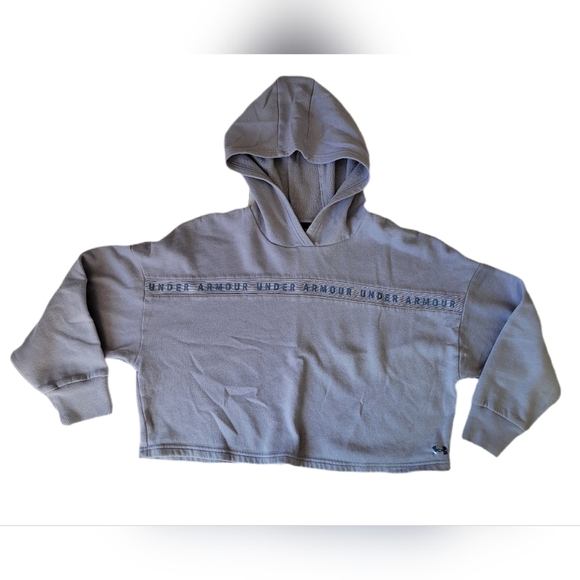Under Armour Lavendar Gray Loose Boxy Fit Long Sleeve Hooded Sweatshirt - Picture 3 of 8